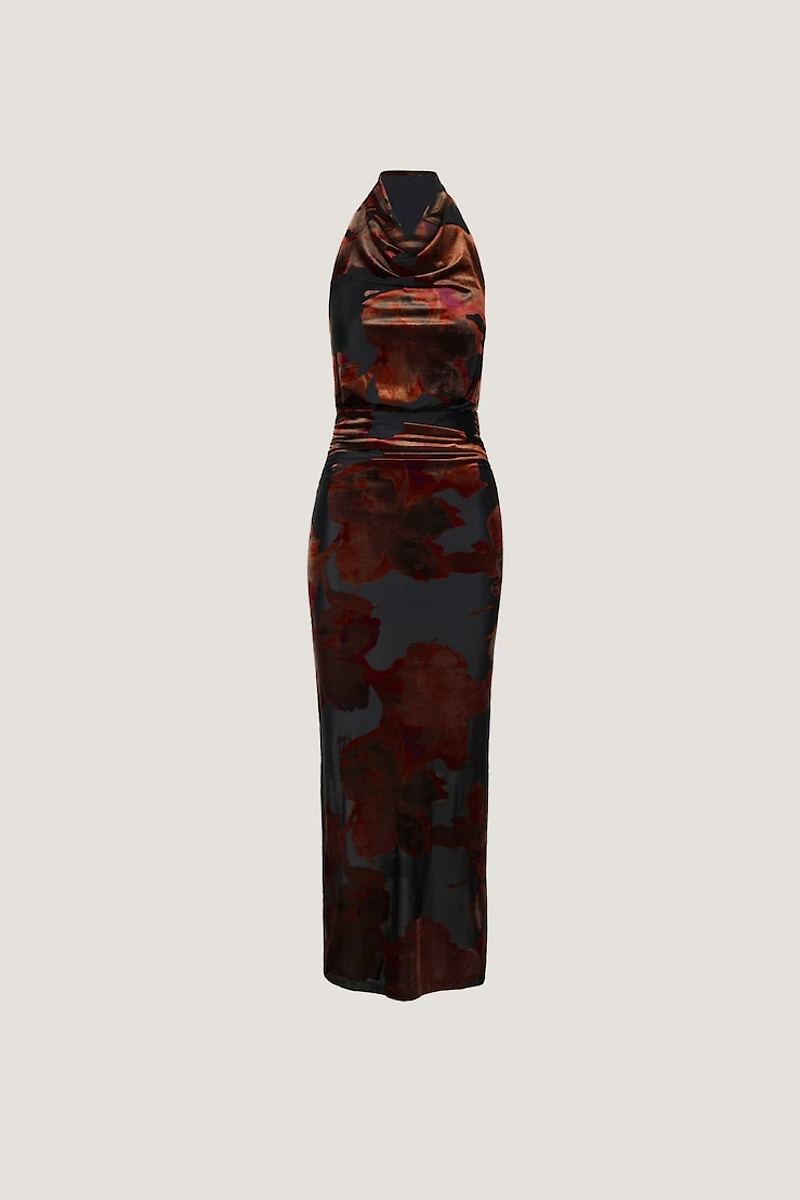 Burnout Halter Maxi Dress