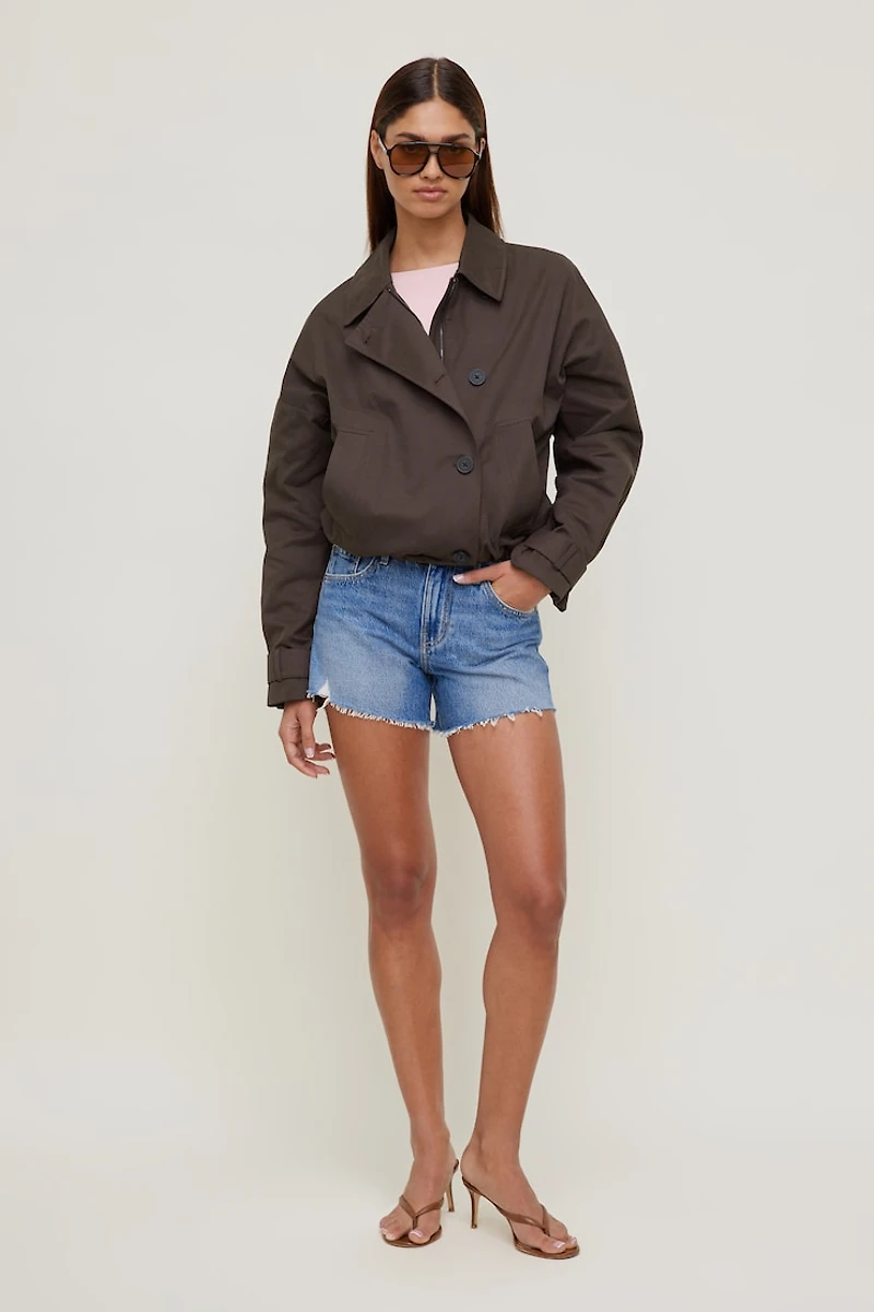 Twill Asymmetric Button Up Jacket