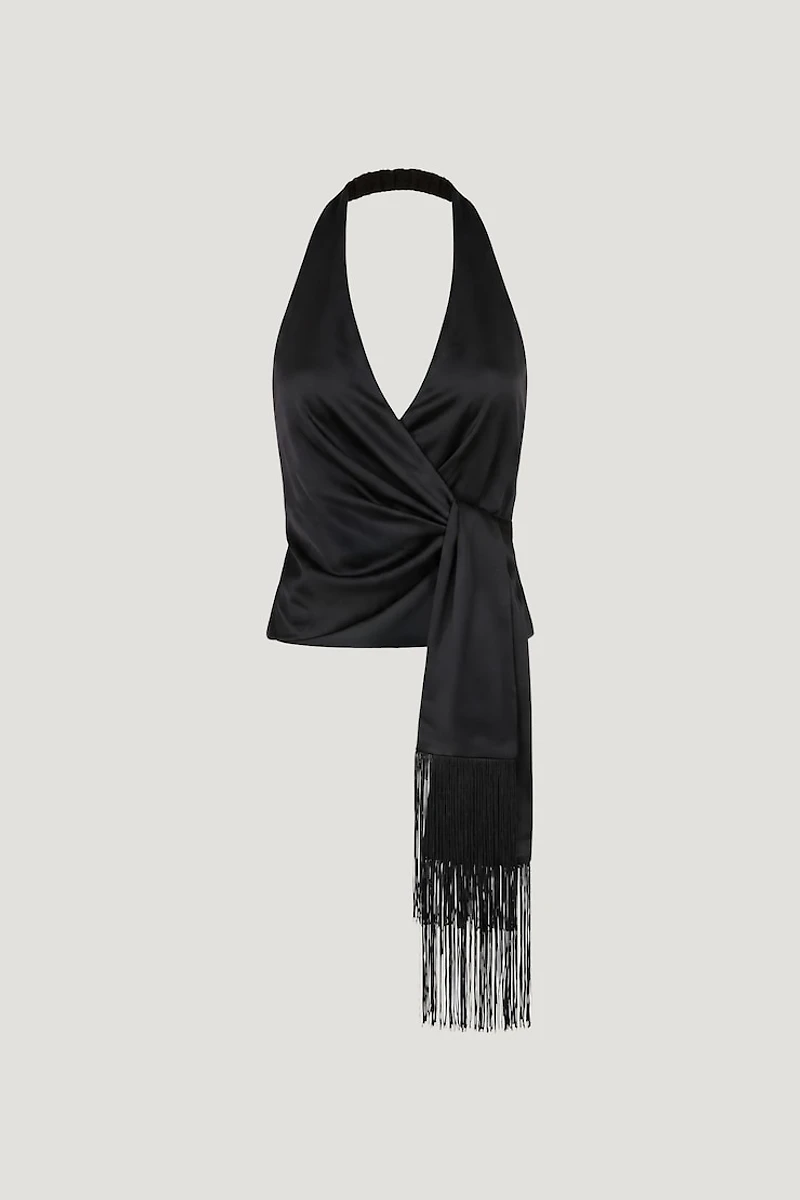Fringe Satin Top
