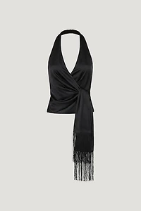 Fringe Satin Top