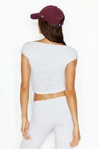 Smooth Off Shoulder Side Tie T-Shirt