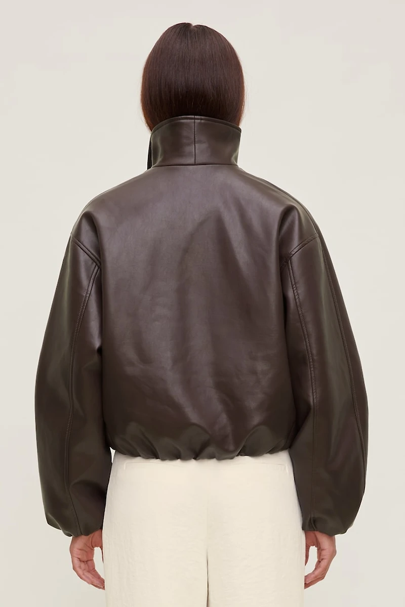 Wrap Faux Leather Bomber Jacket