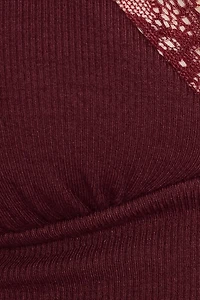 T-shirt à col plongeant et bordure en dentelle SnatchRib