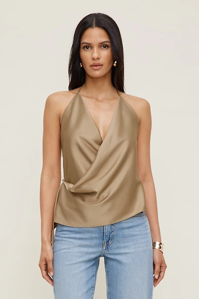 Satin Wrap Halter Top