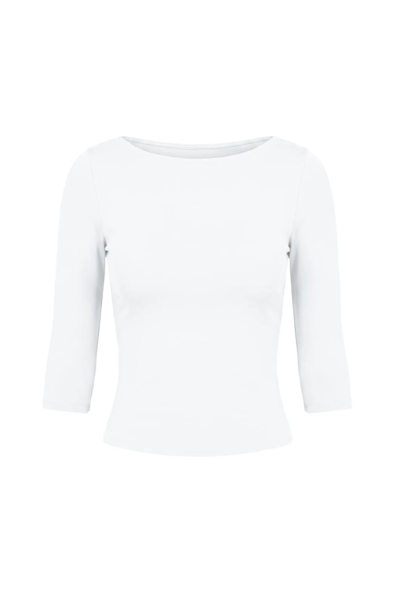 Haut Sleek à encolure bateau et manches 3/4