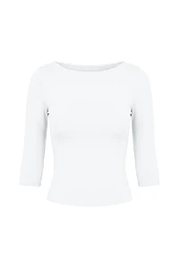 Haut Sleek à encolure bateau et manches 3/4