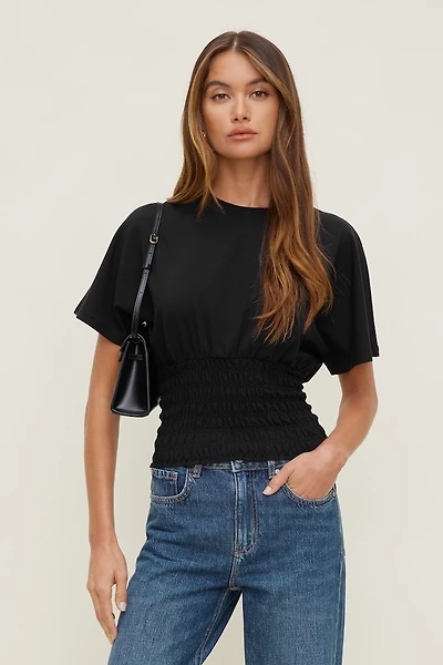 Smocked Cotton Spandex T Shirt