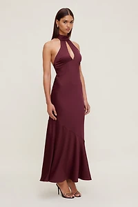 Keyhole Satin Maxi Slip Dress