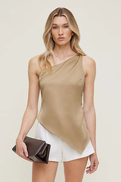 Single Shoulder Satin Top