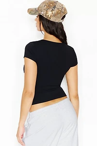 Sleek Underbust Henley Short Sleeve Top