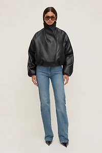 Blouson aviateur croisé en faux cuir