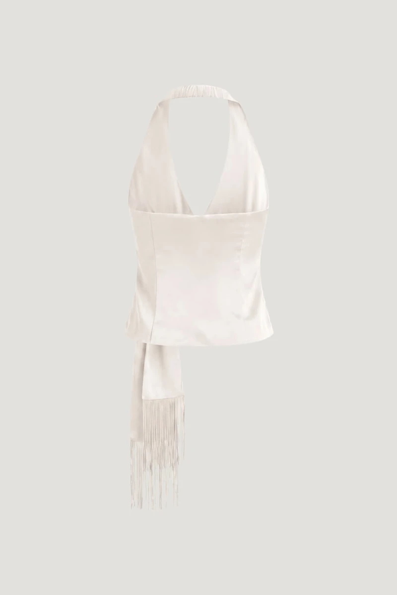 Fringe Satin Top
