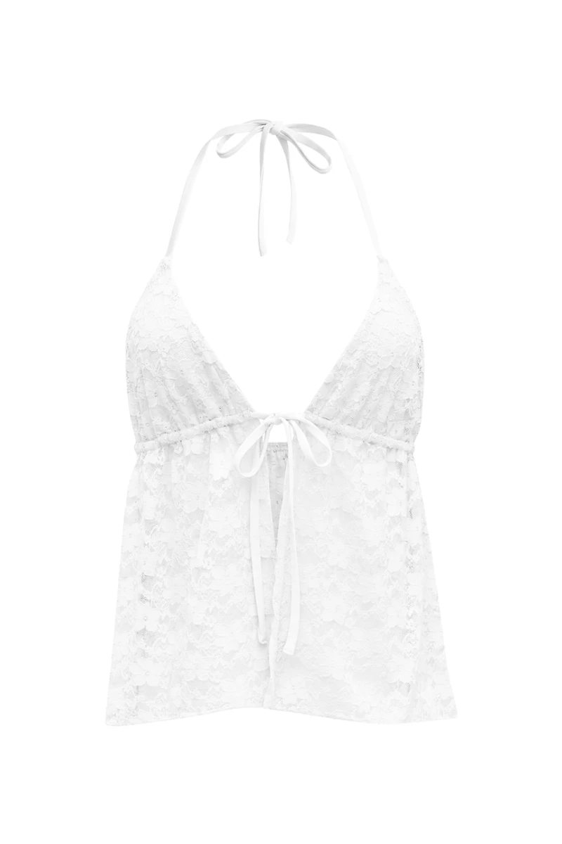 Lace Babydoll Flyaway Halter Top