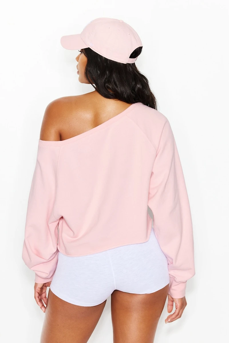 SoftTerry™ Raw-Edge Off Shoulder Sweatshirt