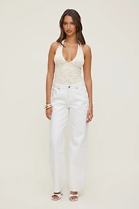 Lace Plunge Halter Bodysuit