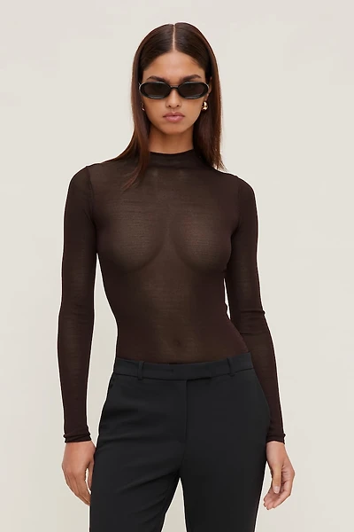 Sheer Mock Neck Sweater