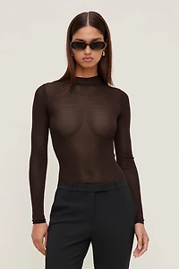 Sheer Mock Neck Sweater