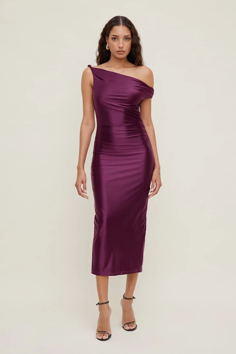 Jayde Stretch Satin Midi Dress