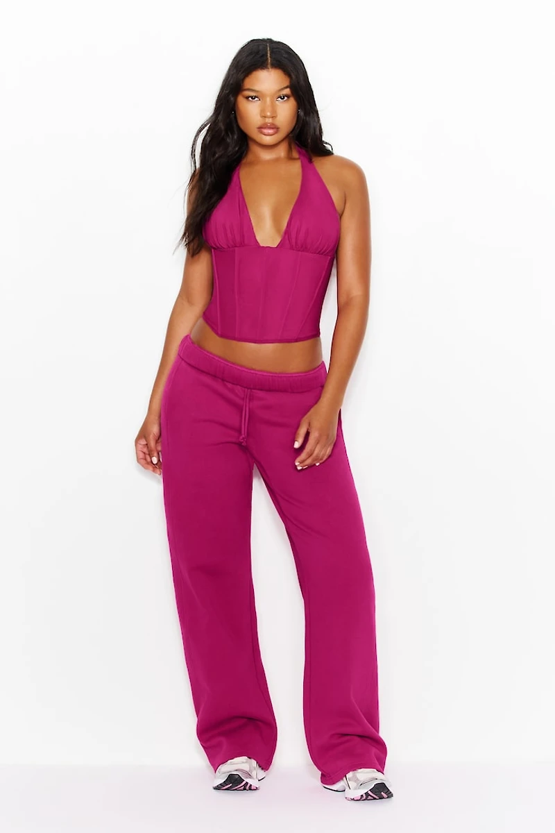 Plunge Halter Mesh Corset Top