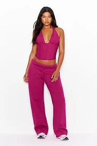 Plunge Halter Mesh Corset Top