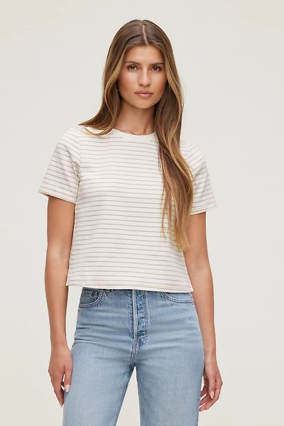 T-shirt quotidien rayé en coton épais