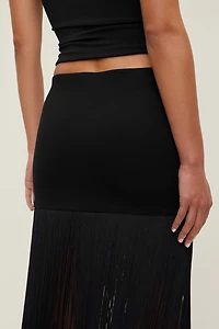 Ponte Fringe Maxi Skirt