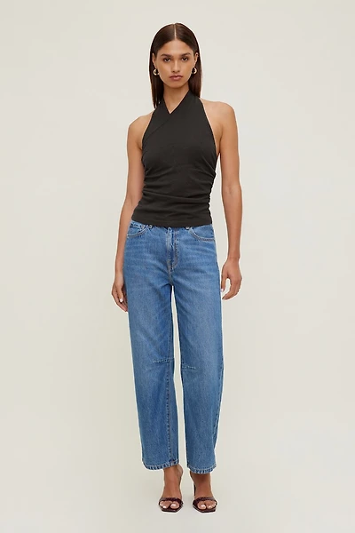 Mid Rise Barrel Leg Jeans