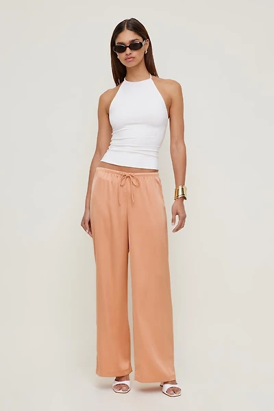 Pantalon en satin à jambe large Leo