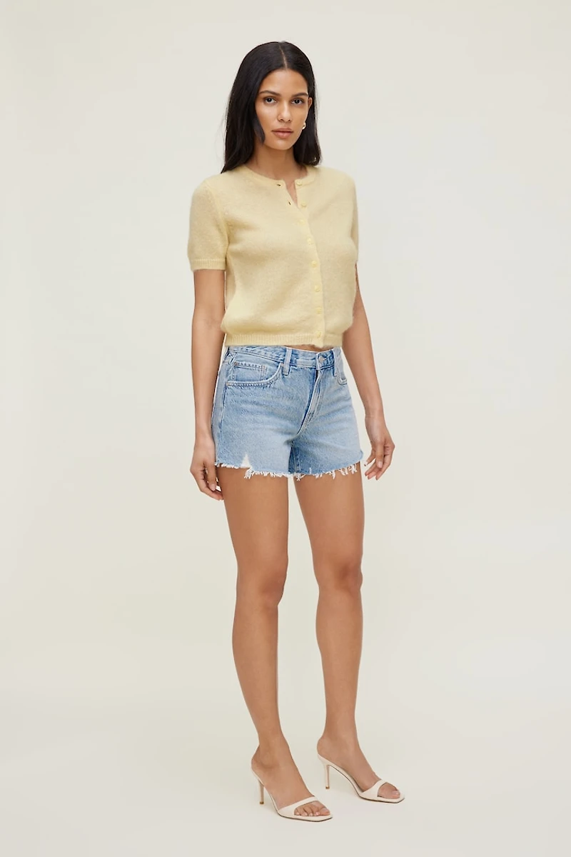 Cardigan à manches courtes en mohair de qualité supérieure