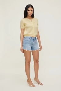 Cardigan à manches courtes en mohair de qualité supérieure