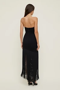Ponte Fringe Maxi Tube Dress
