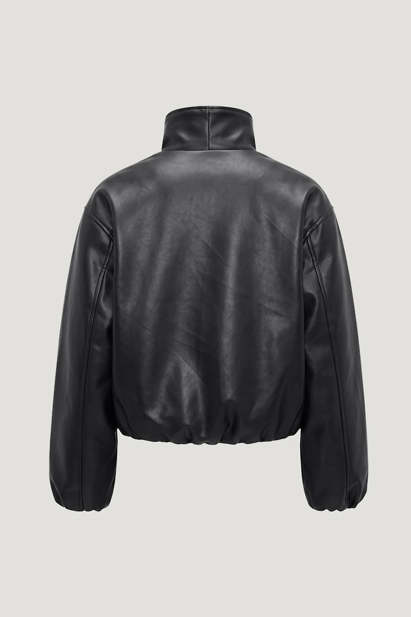 Blouson aviateur croisé en faux cuir