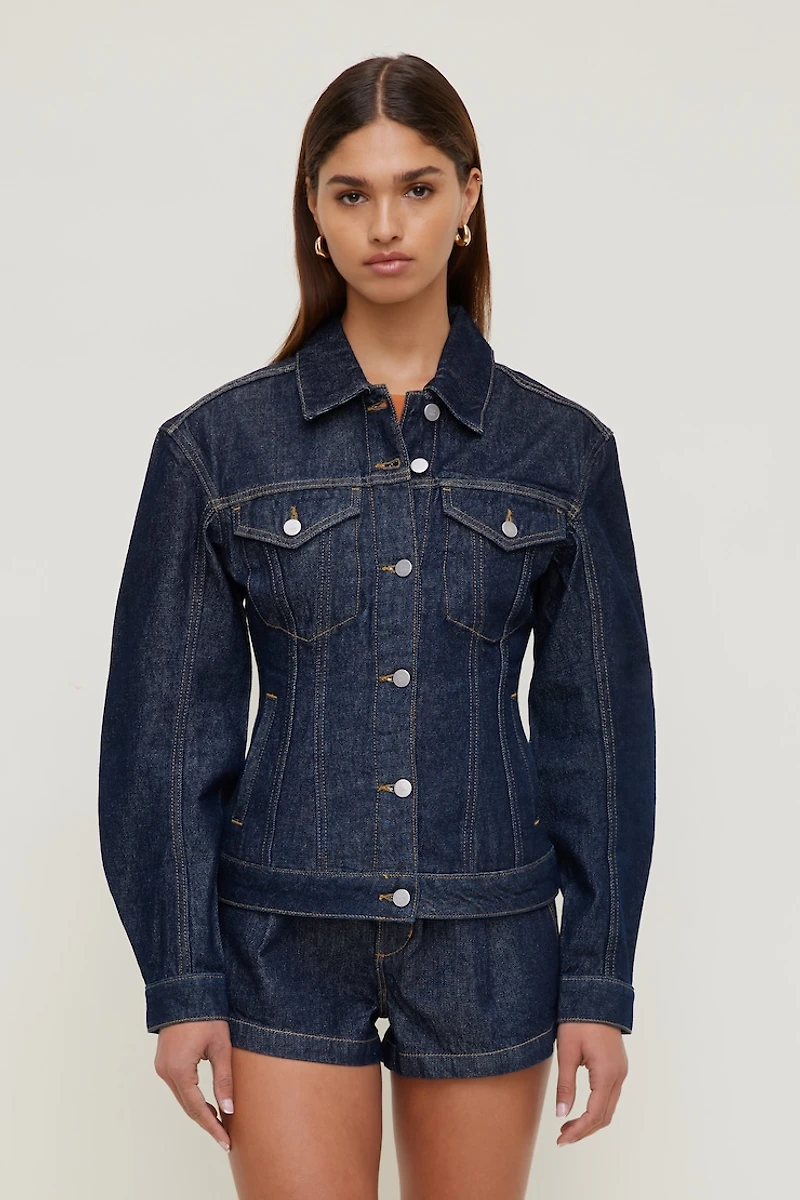 Blouson en denim à taille cintrée