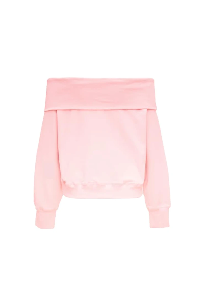 SoftTerry Foldover Off Shoulder Sweatshirt