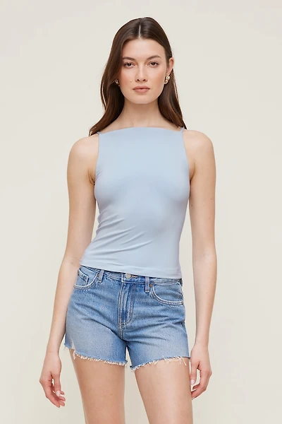 Camisole sculptante à col bateau et bretelles