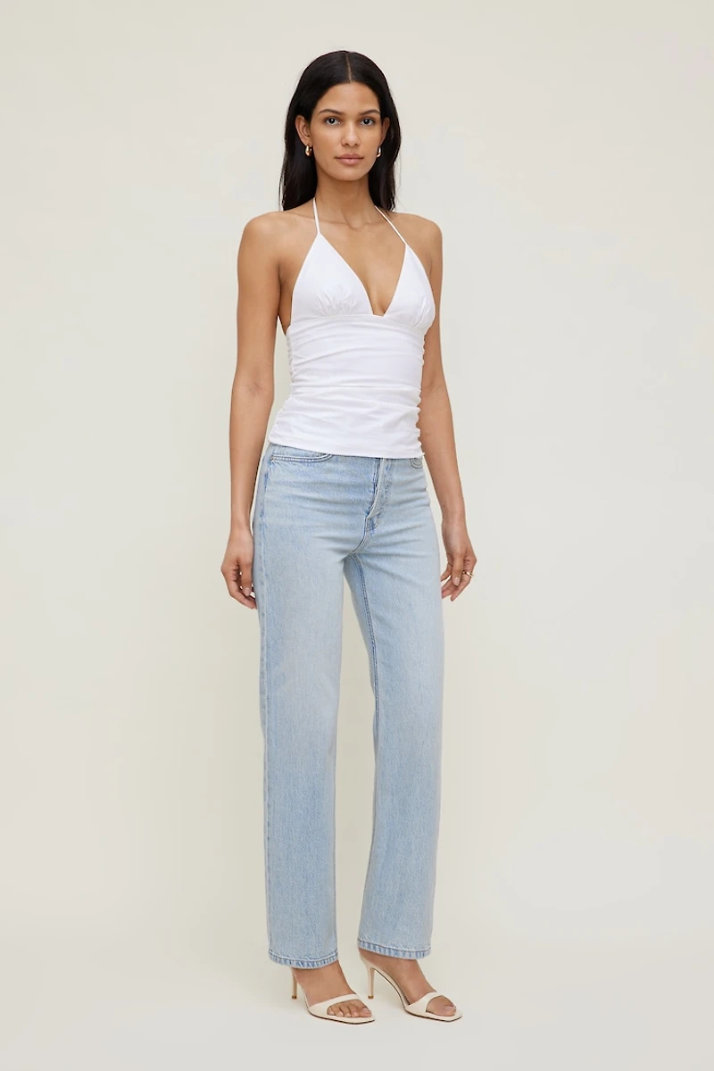 Haut à col licou en popeline