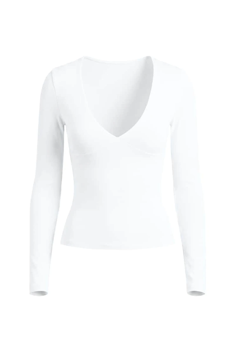 Sleek Plunge Longsleeve Top