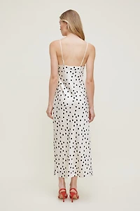 Lace Trim Satin Midi Dress