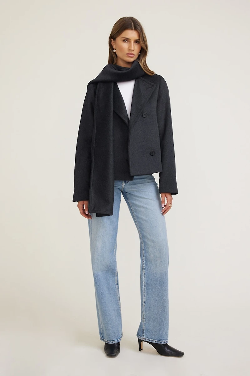 Manteau en laine à écharpe