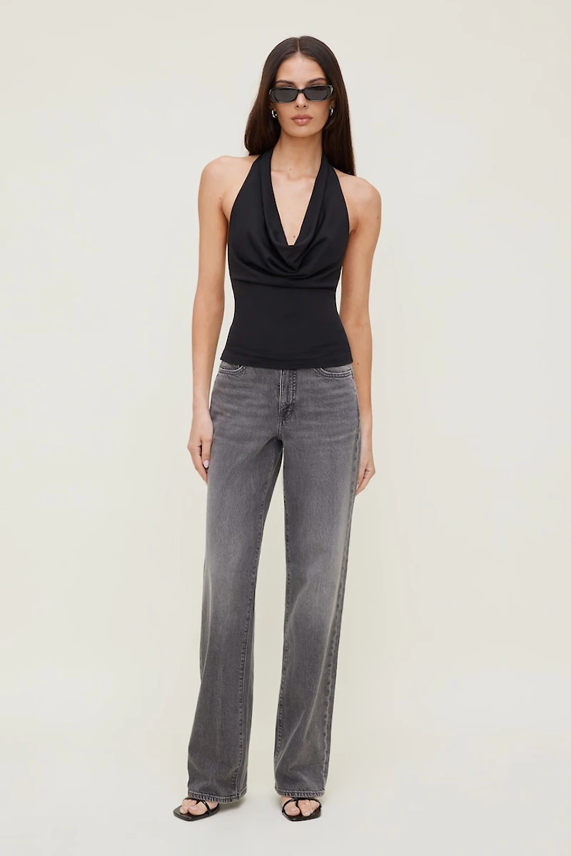 Cowl Neck Mesh Halter Top