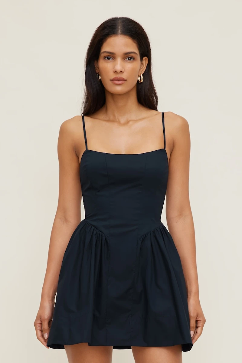 Flared Poplin Mini Dress
