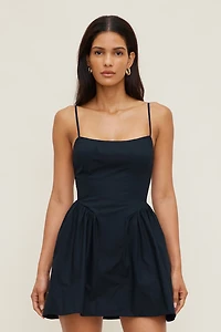 Flared Poplin Mini Dress