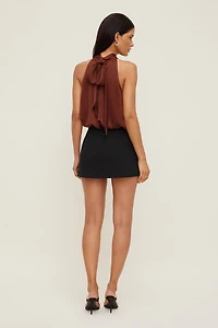 Paloma Bubble Satin Halter Blouse
