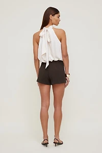 Blouse licou bouffante en satin Paloma