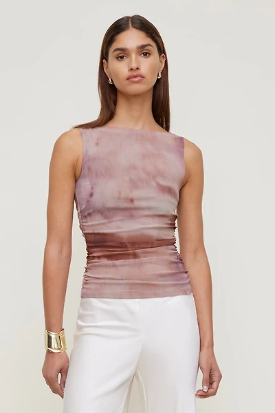 Nola Printed Mesh Tank Top