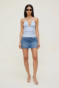 Haut à col licou en popeline