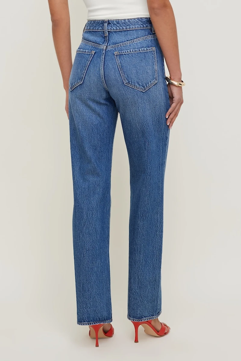 Jean Heidi à taille haute et jambe large