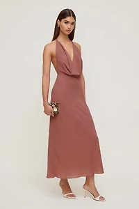 Plunge Cowl Neck Maxi Dress