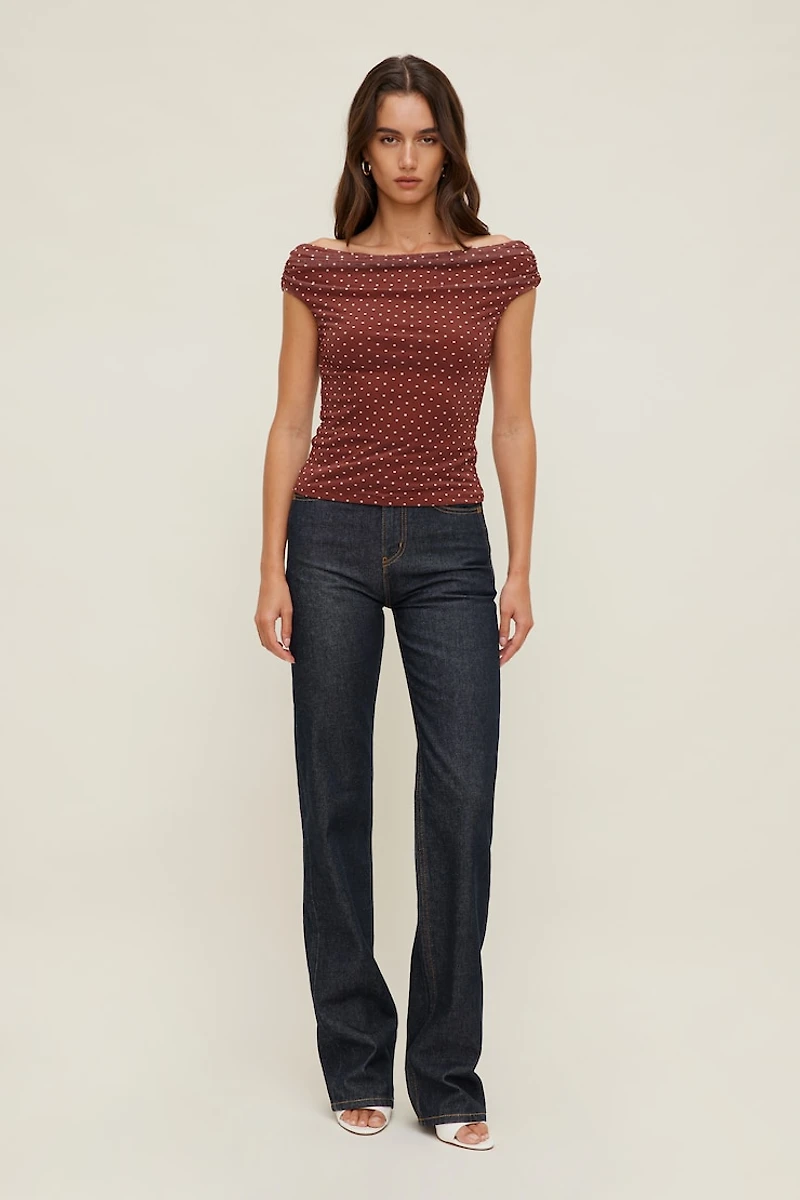 Off Shoulder Mesh Top