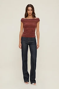 Off Shoulder Mesh Top